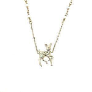 CHANEL G26 Bambi Faux Pearl Necklace Metal Gold Unused